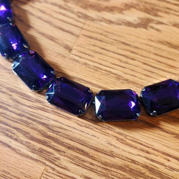 JOAN RIVERS Purple, Gunmetal Black Faceted Matinee Necklace STATEMENT MAKING! - Picture 5 of 9
